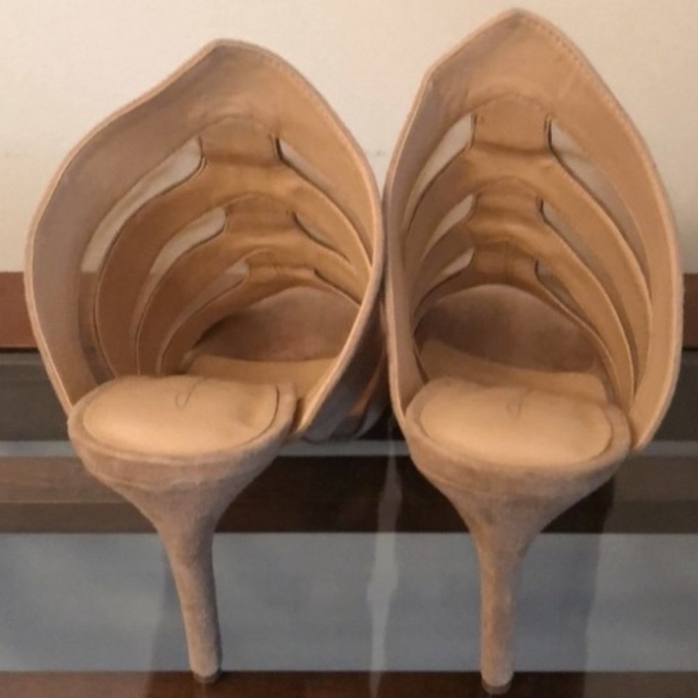 New Daya by Zendaya Nude Beige Open Tote Norwell Mule Heels Sandals Shoe - Picture 7 of 8